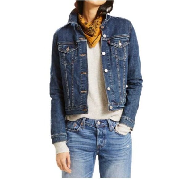 Levis Womens Blue Denim Trucker Jacket Size Large NWT - Picture 1 of 5